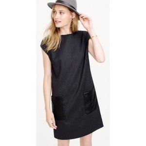J. Crew Gray/Black Classic Faux Leather Pocket Shift Dress